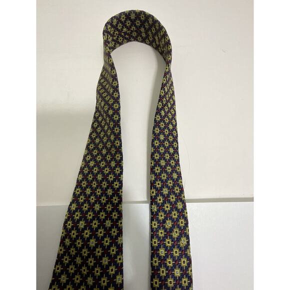 Tachi Taylor New York Classic Silk Tie Geometric Design Sewn Sun Tipping - Picture 13 of 15